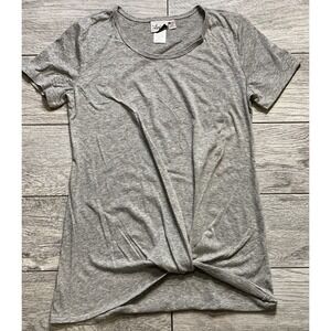 Livy Lu Boutique Brand Gray Twist-Front Short Sleeve Top T-Shirt Size Small, New